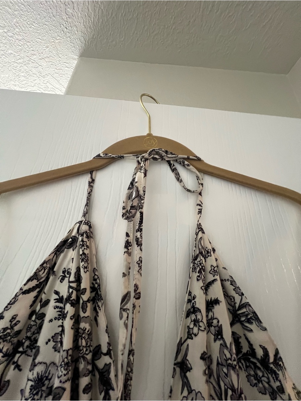 Angie Boho Floral Halter Wide Leg Jumpsuit Cream Black Palazzo Pants - Picture 5 of 9